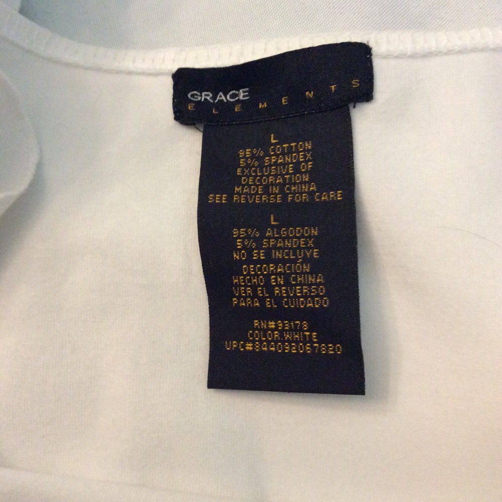 Grace Elements White Cotton Top Size L - Picture 8 of 11